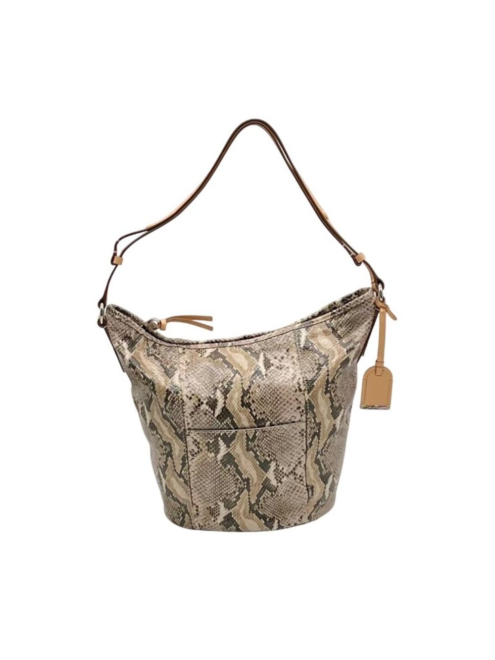 Cole Haan Python-Embossed Tan Leather Hobo Shoulder Bag